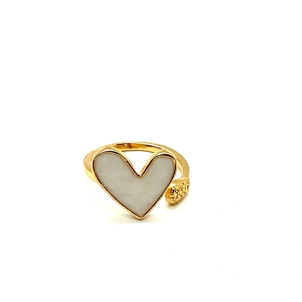 110825 Love Heart Adjustable Open Gold Ring - Picture 3 of 3